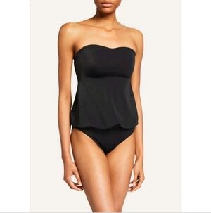 Norma Kamali Strapless Blouson Mio One Piece Swimsuit Black Size L